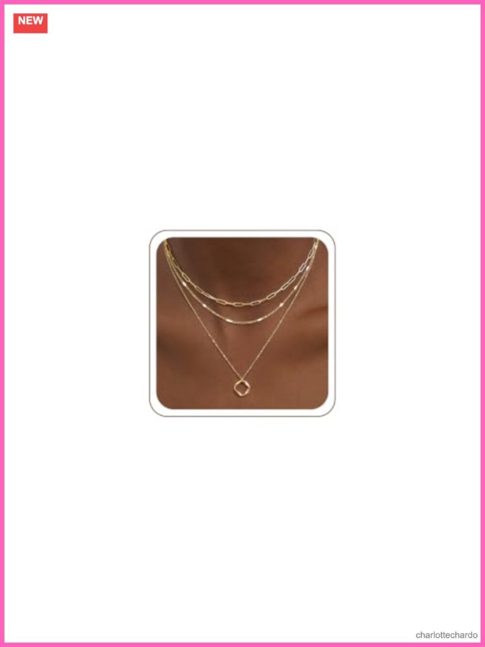 Layered Gold Plated Necklace Set for Women, 3 Piece Dainty Paperclip Chain
